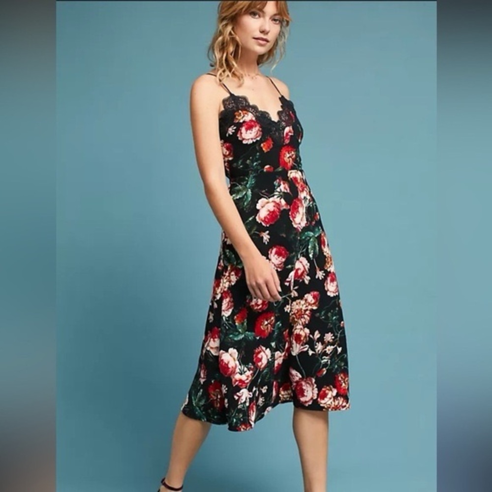 Anthropologie Foxiedox Floral Lace Slip Dress